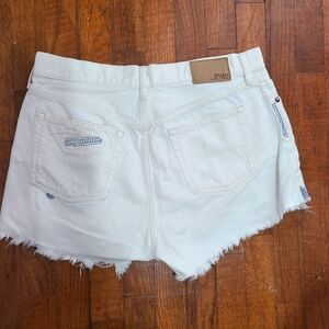 Polo by Ralph‎ Lauren Dungarees White Jean Shorts Distressed Frayed Hem